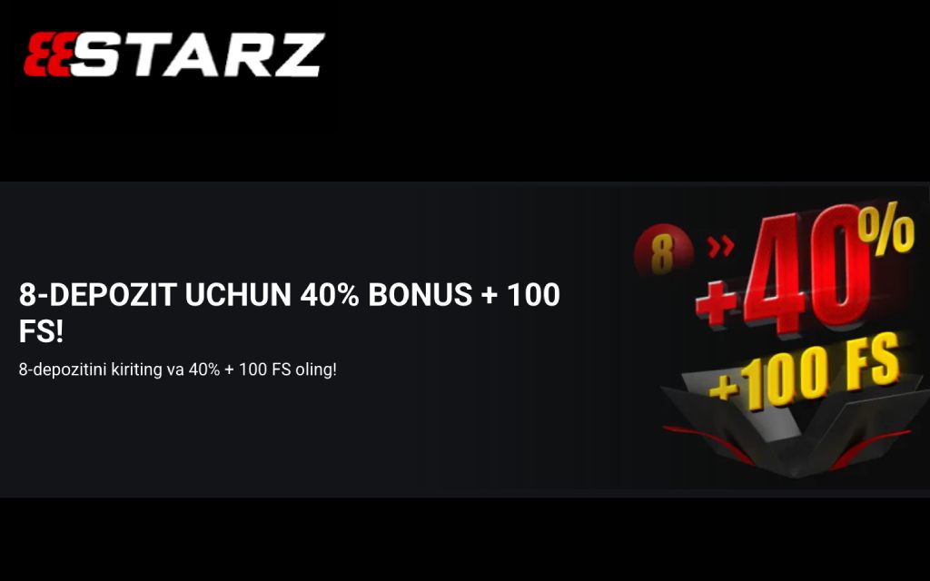 888starz 8-depozit uchun bonus + 100 FS