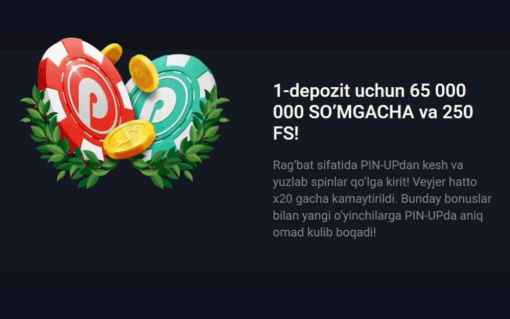 65 000 000 so’m gacha xush kelibsiz bonusi