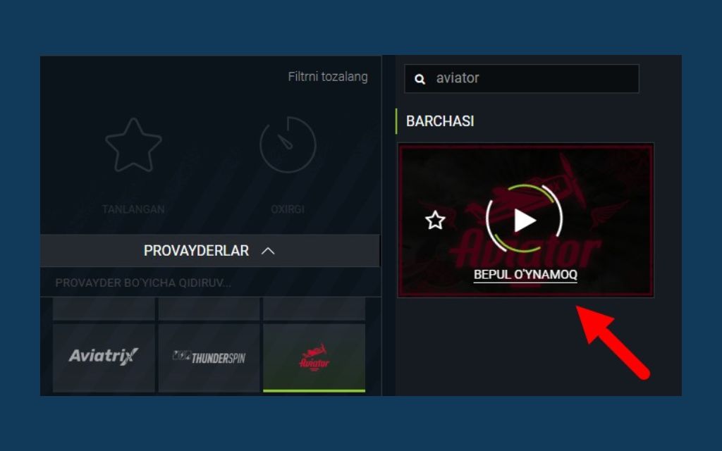 Aviator 1xbet demo versiyasi