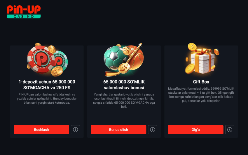 Aviator Pinup kazino bonuslari