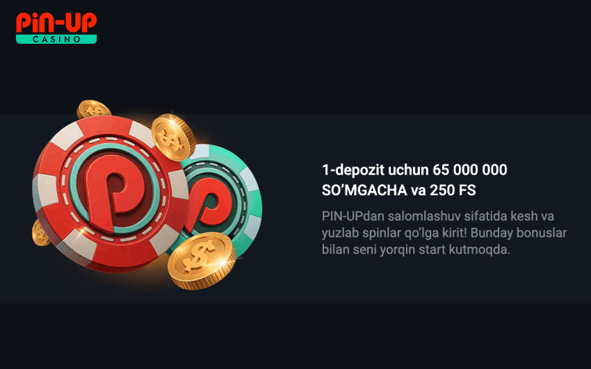 pinup 65 000 000 so’m gacha xush kelibsiz bonusi